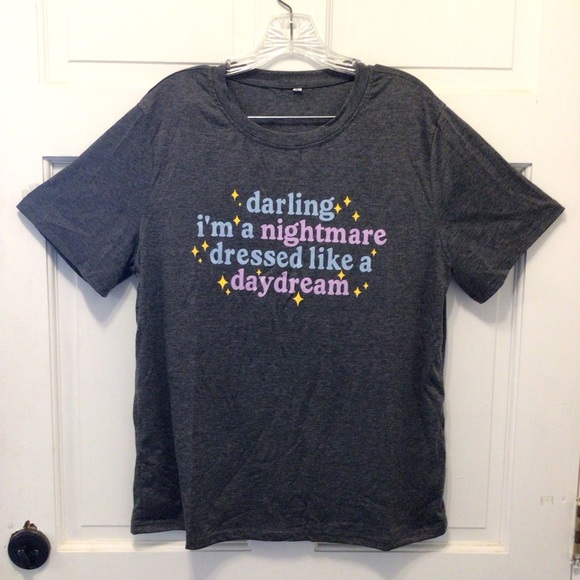 Womens Taylor Swift Gray Short Sleeve Nightmare Dressed Like A Daydream Tee - Picture 3 of 9